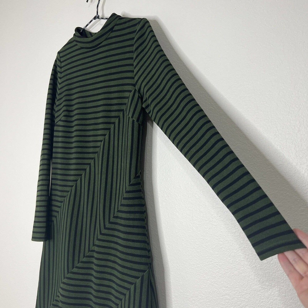 Anthropologie Hutch Olive Green & Black Striped Long Sleeve Cutout Dress XS - Picture 3 of 13